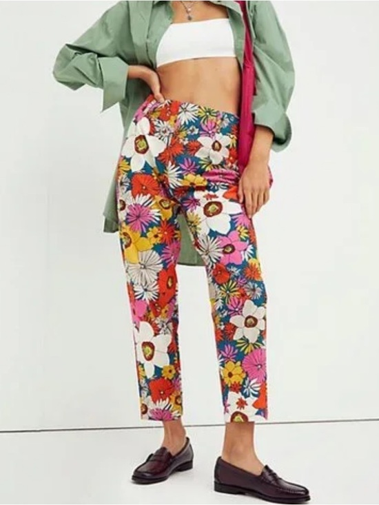 Free People Pants - Free People Tessa Tapered Pants Retro Floral High Rise Crop Size 4